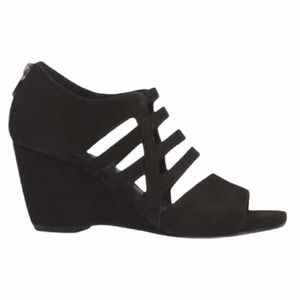 EILEEN FISHER Dewey Black Strappy Cage Wedge Sandals NEW Size 8.5